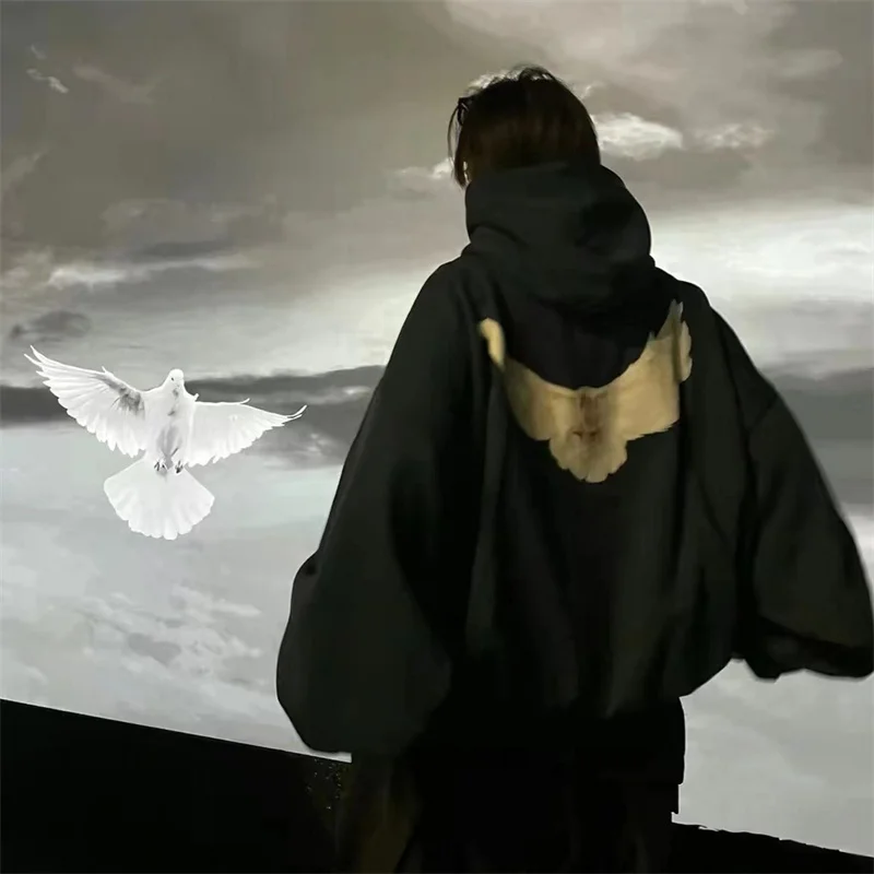 

Толстовка Kanye West с капюшоном для мужчин и женщин, двухслойная толстовка из тяжелой ткани 1,6 кг, с принтом голубя, сезон 6, пуловер оверсайз, 1:1
