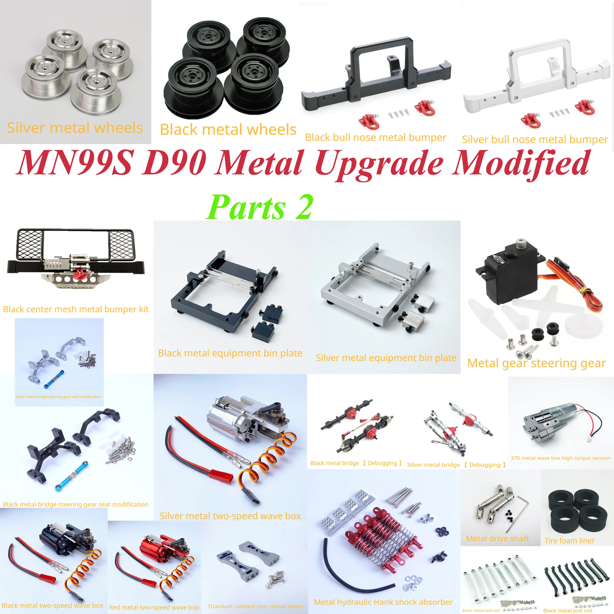 

MN MN99S D90 RC Car Spare Parts Hydraulic Shock Absorber 370 Motor Wave Box Wheel Hub Drive Shaft Steering Gear Pull Rod