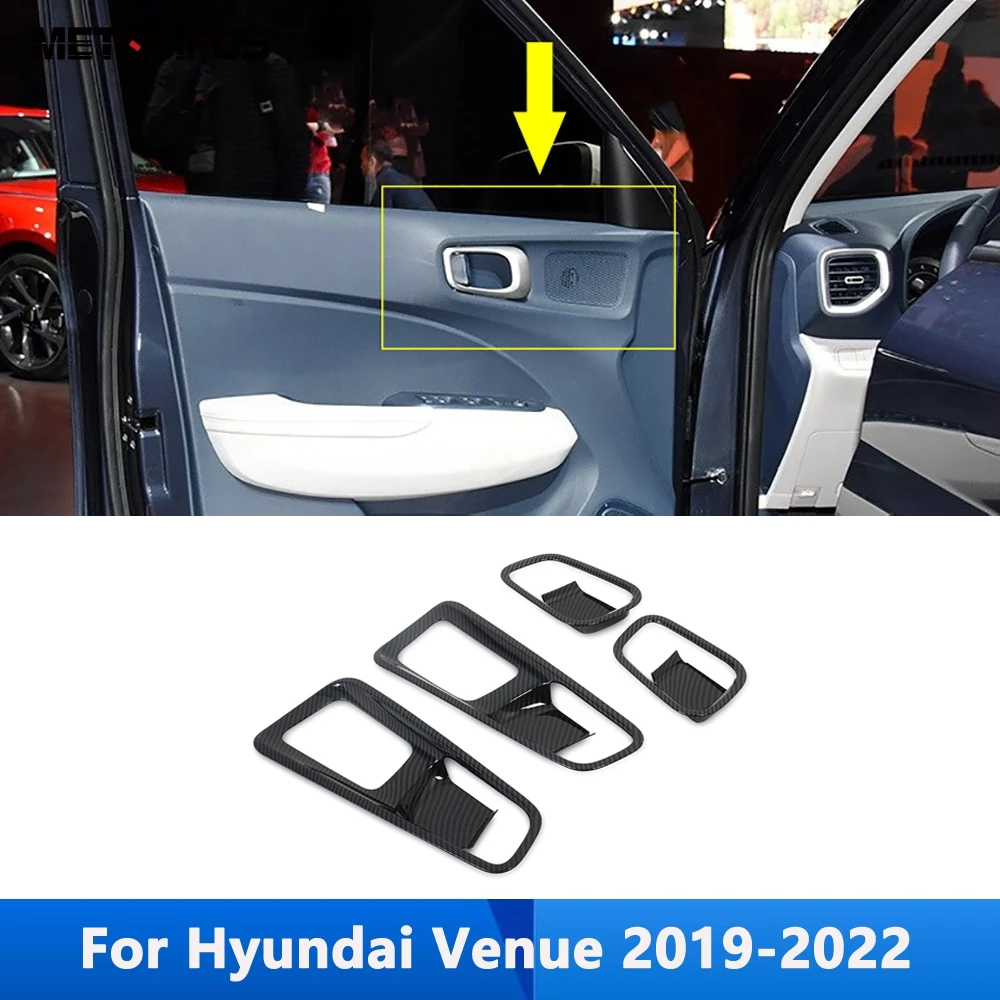 

For Hyundai Venue 2019 2020 2021 2022 Carbon Fiber Inside Door Handle Bowl Cover Trim Sticker Interior Accessories Car Styling
