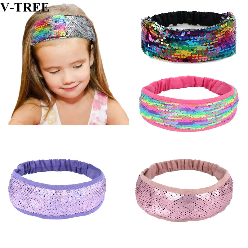 Change Baby Hair Band Sequins Kids Turban Princess Accessories Rainbow Turban Children
