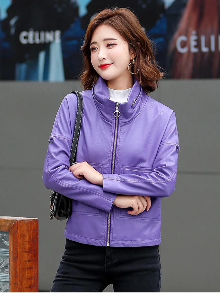 New Women Hidden Hooded Leather Jacket Autumn Winter Cool Trendy BF Style Loose Sheepskin Jacket Casual Short Split Leather Coat