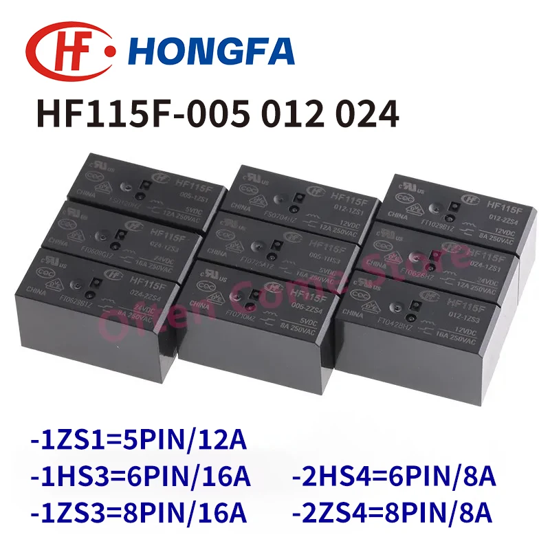 

5 шт. JQX HF115F - 005 012 024 -1HS3 1ZS1 1ZS3 2HS4 2ZS4 5PIN 6PIN 8PIN 8A 12A 16A 5V 12V 24V реле питания