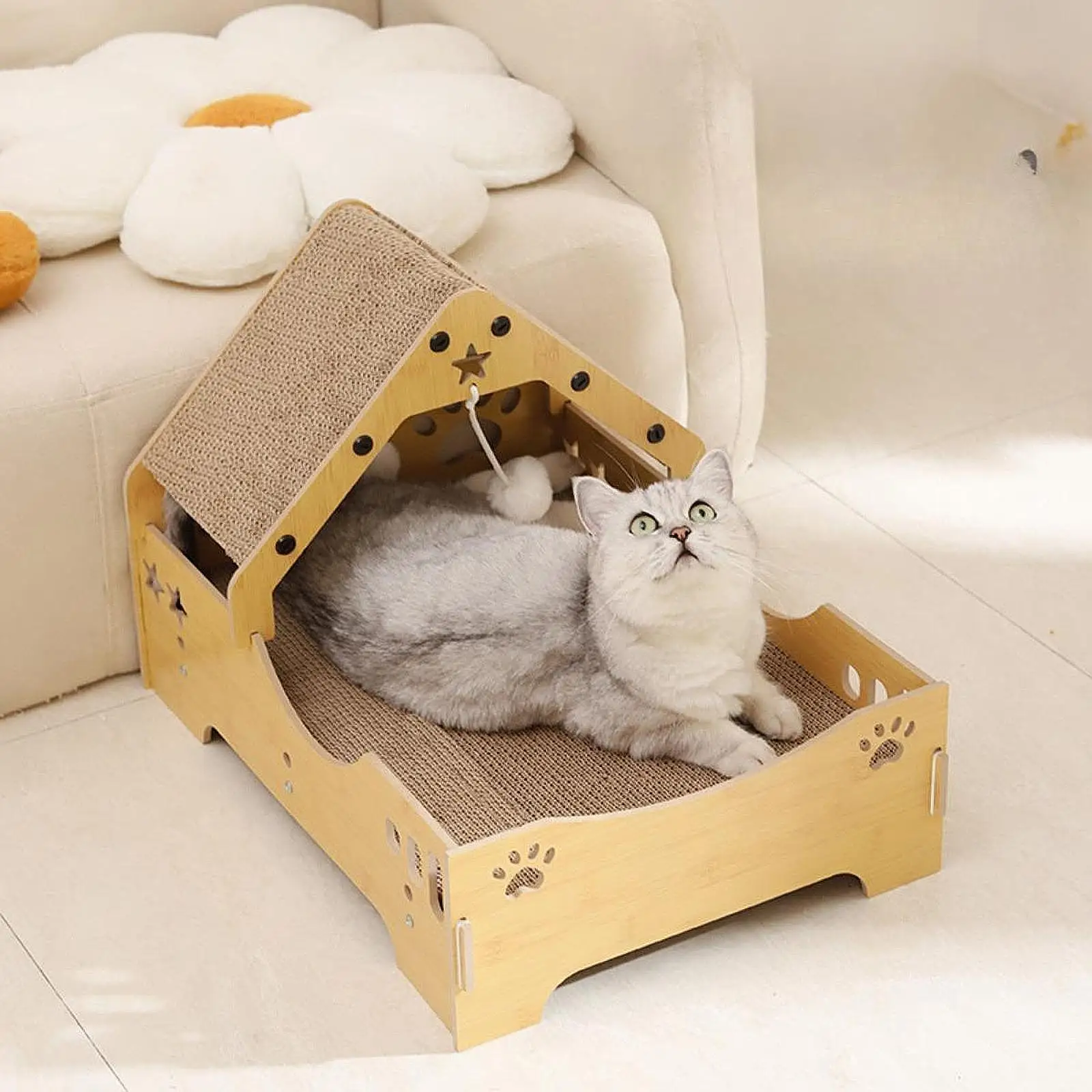 Картонный кошачий домик многоцелевой утолщенный для кошек измельчения лап