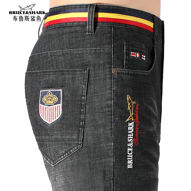 2023 New Summer Men's Jeans Stretching Cotton Bruce&Shark Loose Straight Casual  Fashion Denim Jeans Cowboys Jeans Big size 42