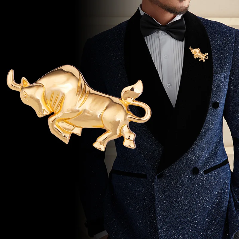 

New Metal Animal Cow Brooches Pin Men's Suit Shirt Corsage Badge Vintage Luxuxlry Jewelry Lapel Pins Clothing Accessories