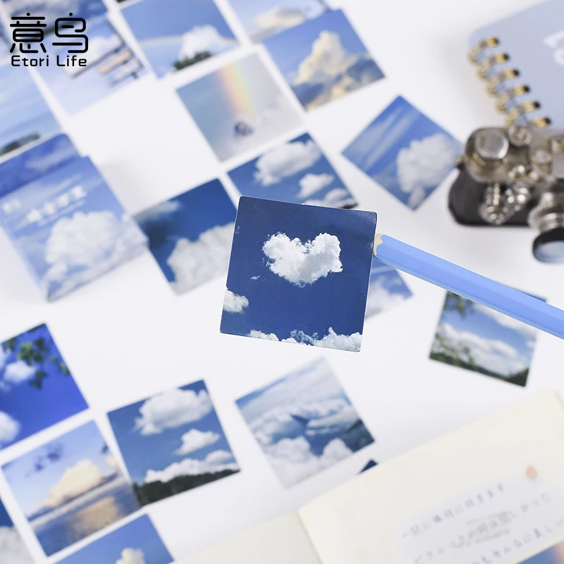 

56box Blue Scenery Cloud Pattern Scrapbooking Diary Decorative Aesthetic Sticky Notes Stationery Stickers DIY Sticky