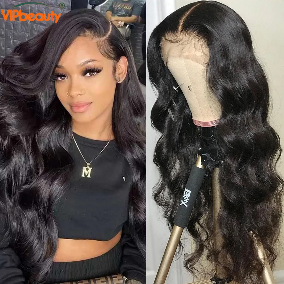 

13X4 HD Transparent Swiss Lace Frontal Wig Glueless 30In Body Wave Lace Front Closure Wig Human Hair Lace Frontal Wigs For Women