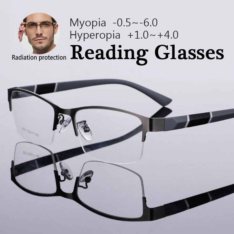 

ZUEE Half-frame Reading Glasses Men Women High Quality Diopter Glasses Business Male Presbyopic Eyeglasses 1.0 2.0 3.0 4.0