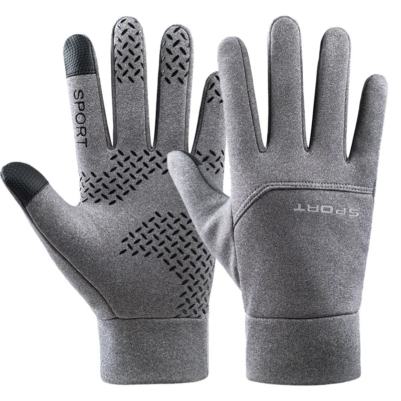 

Winter Travel Velvet Touch Screen Running Anti-slip Reflective Waterproof Ladies Warm Outdoor Full Finger Sports Men's Gloves