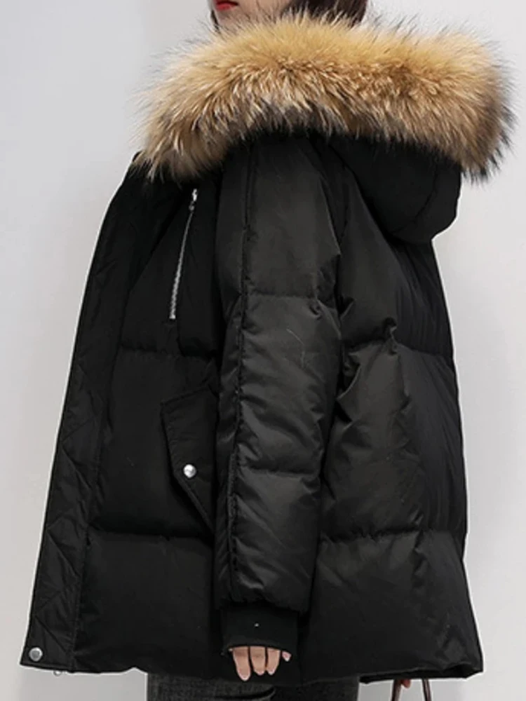 Зимняя пуховая куртка женские парки большого размера с капюшоном однотонные