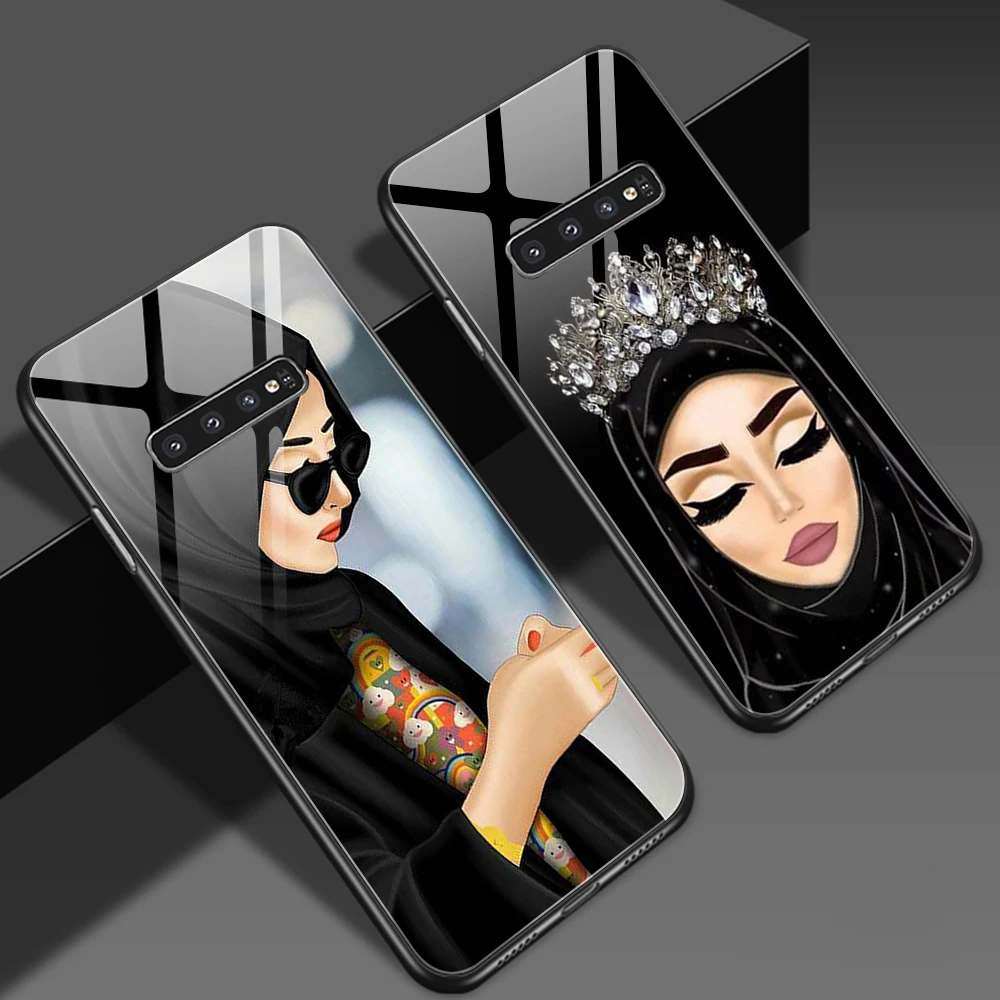 

Crown Hijab Face Muslim Islamic Gril Eyes for Samsung Galaxy Note 20 10 9 S22 S21 S20 FE Ultra S10 S9 S8 Plus S10e Glass Case