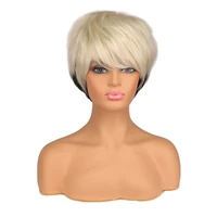 whimsical w short straight hair natural mixed color bob wigs for beautiful women heat resistant fiber synthetic wig