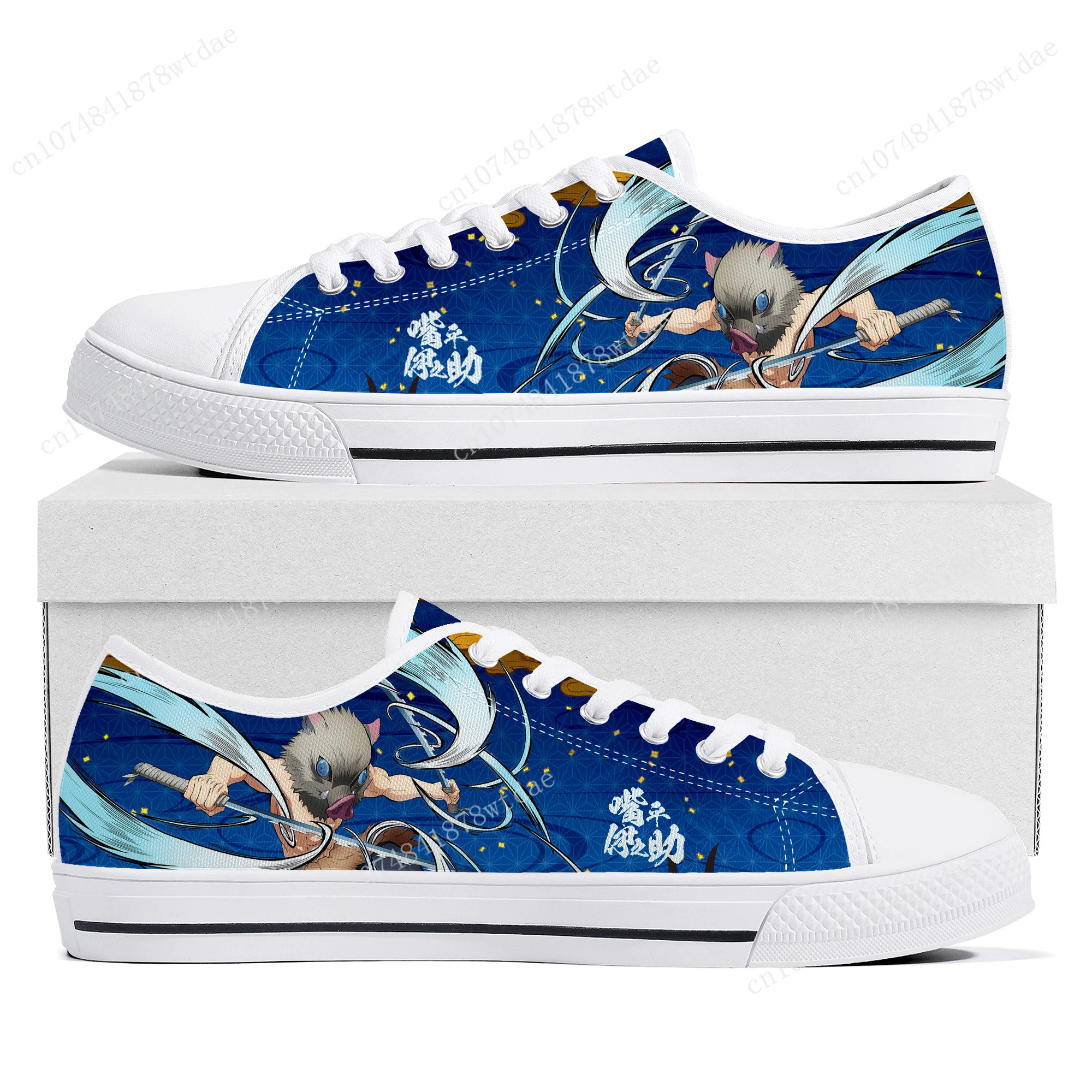 

Hashibira Inosuke Low Top Sneakers Womens Mens Teenager Demon Slayer High Quality Canvas Sneaker Couple Comics Custom Made Shoes