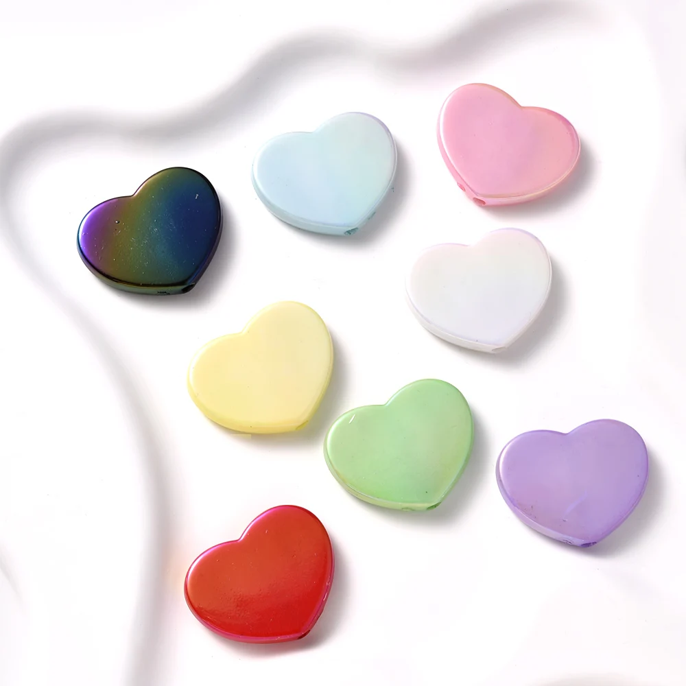 10 шт. акриловые бусины в форме сердца цвет Ab плоские фокусные для ручек сделай сам