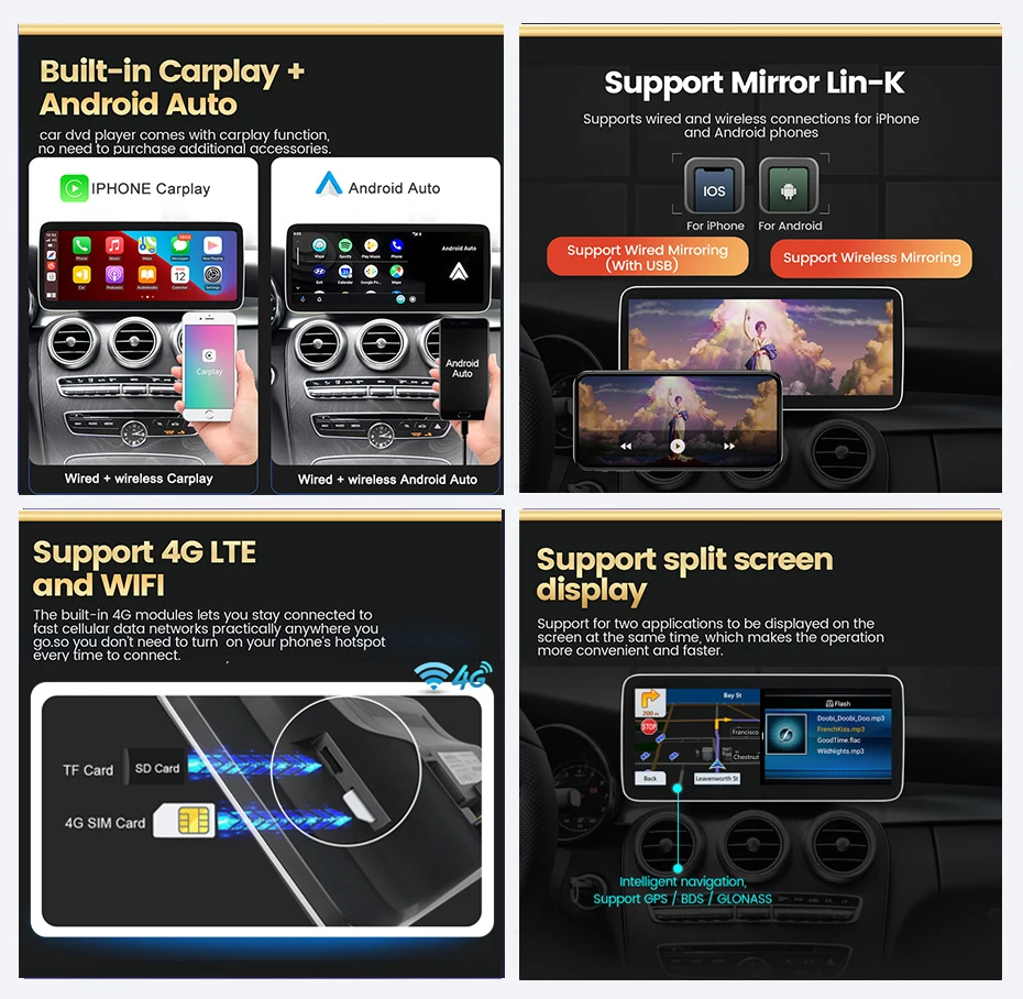 NaviFly для Mercedes Benz ML W166/GL X166 ML320 ML350 ML400 ML500 2013-2015 NTG 4 5 Android 11 API30 GPS навигация Carplay - купить