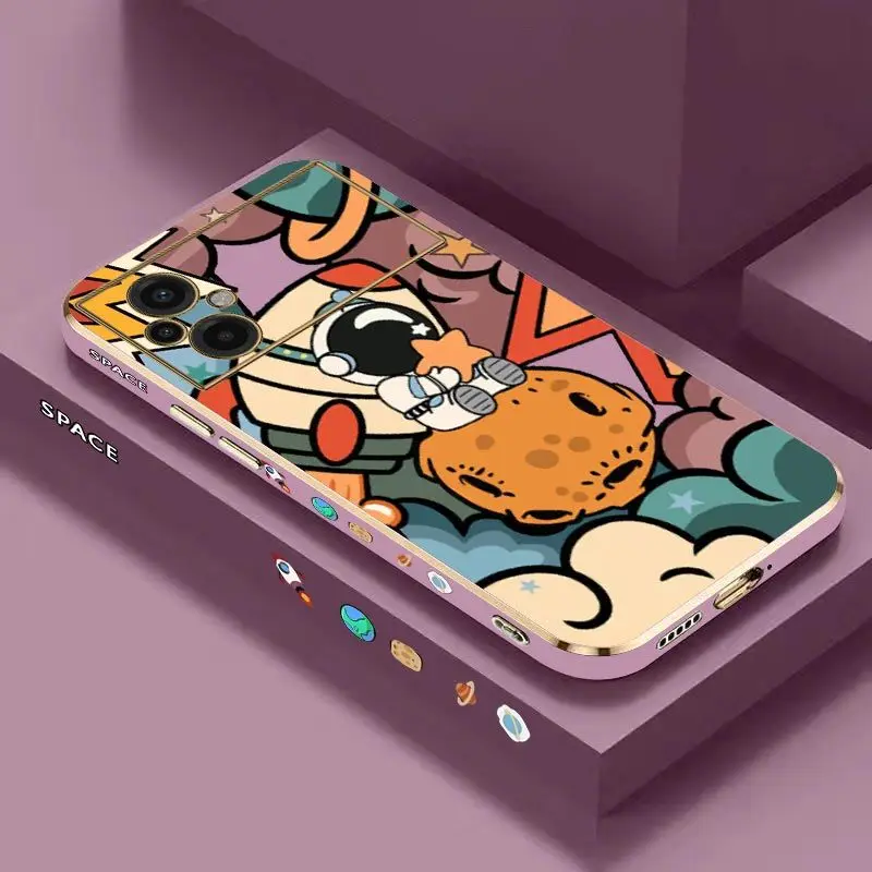 Star Astronaut Luxury Plating Phone Case For Xiaomi Poco M5 F4 F4 GT X4 X4 GT M4 Pro F3 X3 M3 X3 NFC X2 X3 Pro C40 Cover