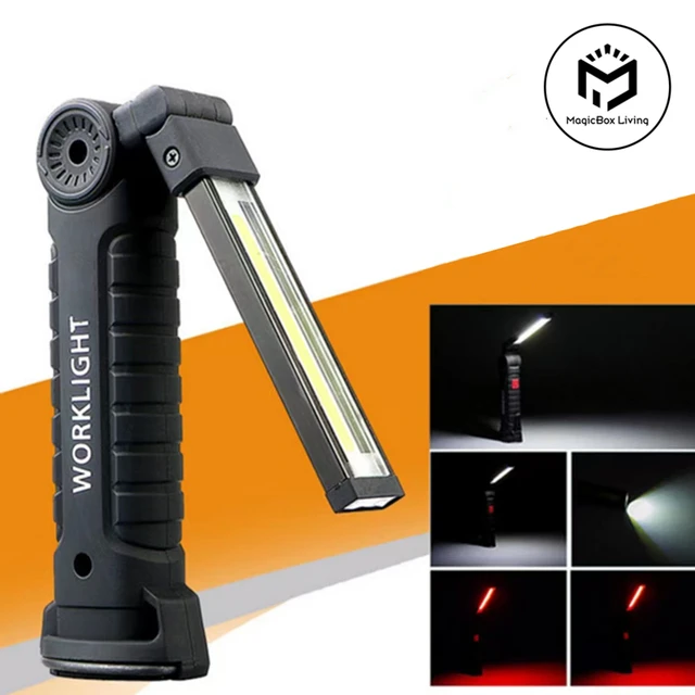 Rechargeable Work Lights LED Work Light Hanging Hook 5 Modes Magnetic USB Rechargeable Flashlight Portable Working Flash Light 1