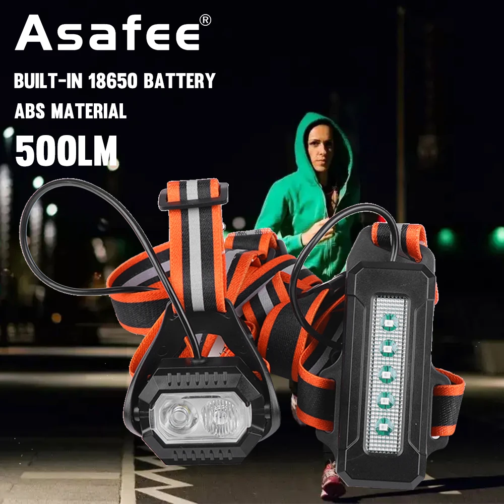 

Asafee уличный ночной светодиодный фонарь для бега, нагрудный фонарь, предупресветильник, перезаряжаемый, для кемпинга, пешего туризма, бега, бега, приключений на открытом воздухе