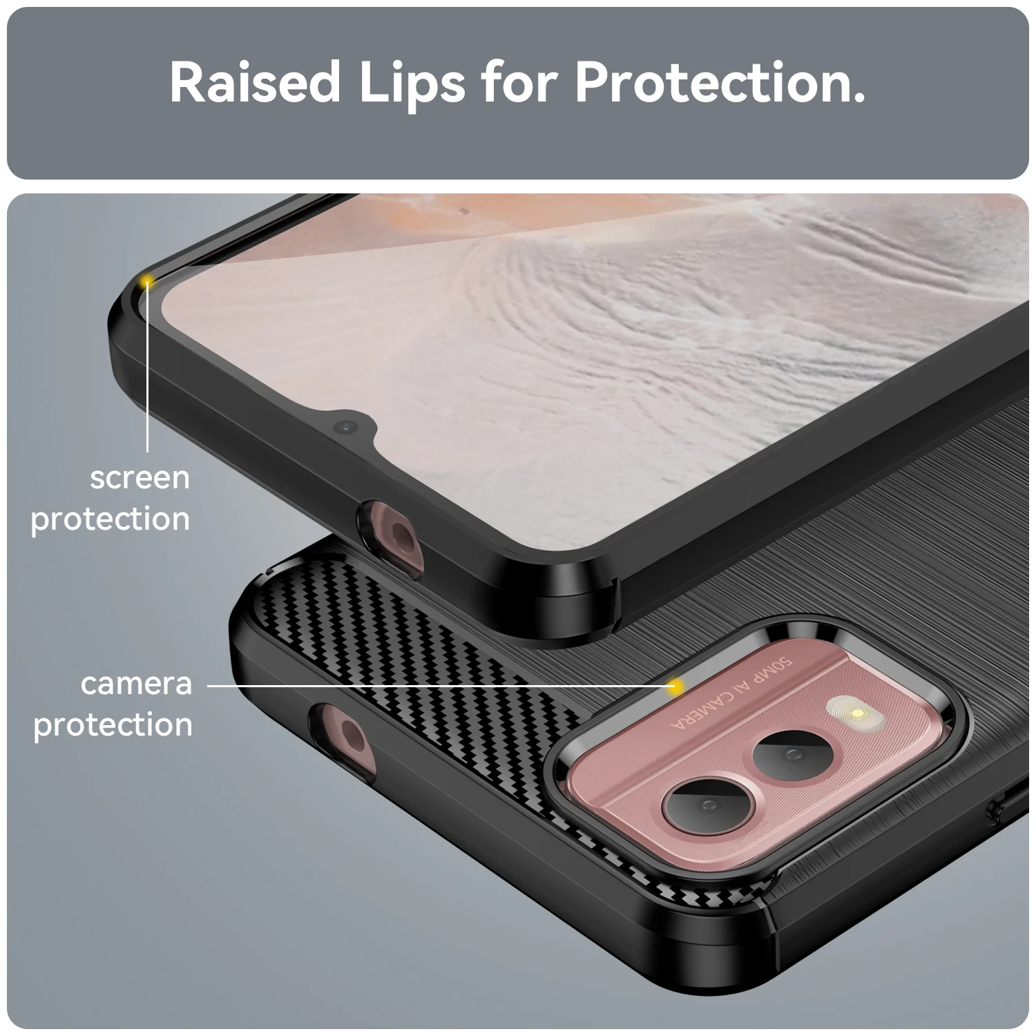 For Nokia C32 Case Nokia C32 Cover Coque Shell Fundas Carbon Fiber Soft Silicone TPU Phone Bumper For Nokia C32