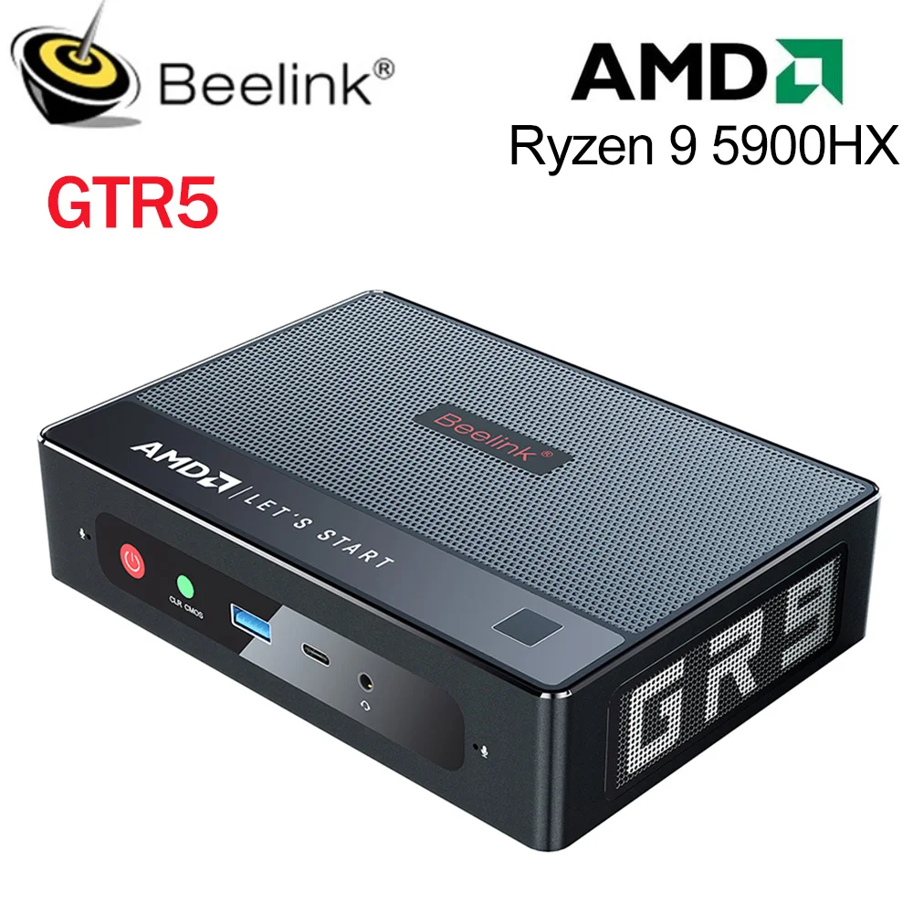 

Beelink GTR5 R9 Wifi 6E AMD Ryzen 9 5900HX Windows 11 Pro Mini PC DDR4 32GB SSD 500GB 4K RJ45 HDMI DP Type-C Computer 64GB 1TB