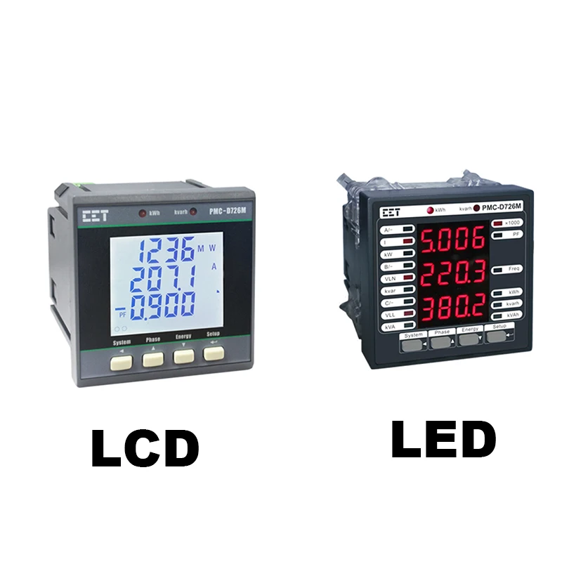 

CET PMC-D726M 5A(6A) 72*72 LCD Three Phase Power/Voltage/Hertz Panel Meter Generator Digital Multifunction Meter