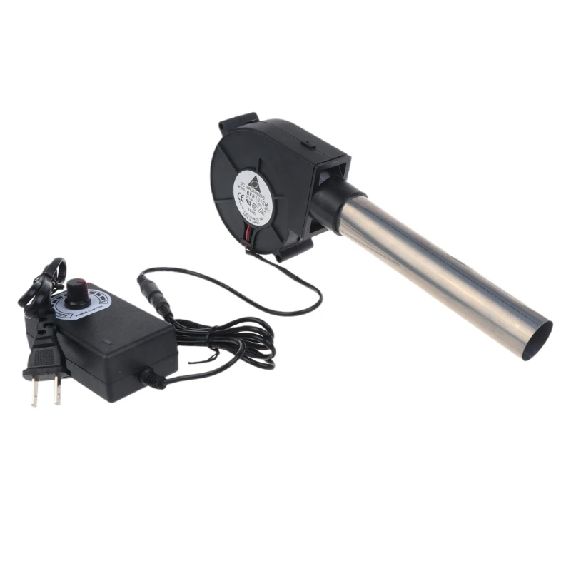 

12V BBQ Fan Small Portable Cooking Blower with Air Collecting Port Adjustable Speed Controller Cooking Blower US Plug R7UA