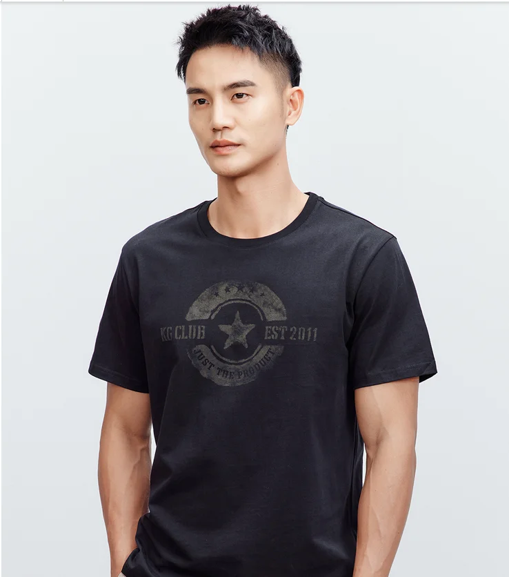 

W3823- summer men's new cotton round neck casual top fashion men's Short Sleeve T-Shirt.