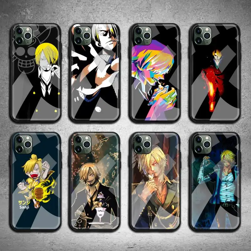 

One Piece Sanji Phone Case Tempered Glass For iPhone 13 12 11 Pro Mini XR XS MAX 8 X 7 6S 6 Plus SE 2020 cover