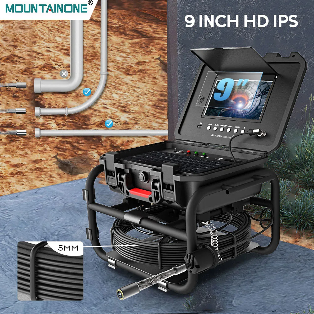

Pipe Inspection Camera Sewer Camera HD 1080P 16GB DVR, 9inch Drain Pipeline Industrial Endoscope Support 512Hz Self-Leveling