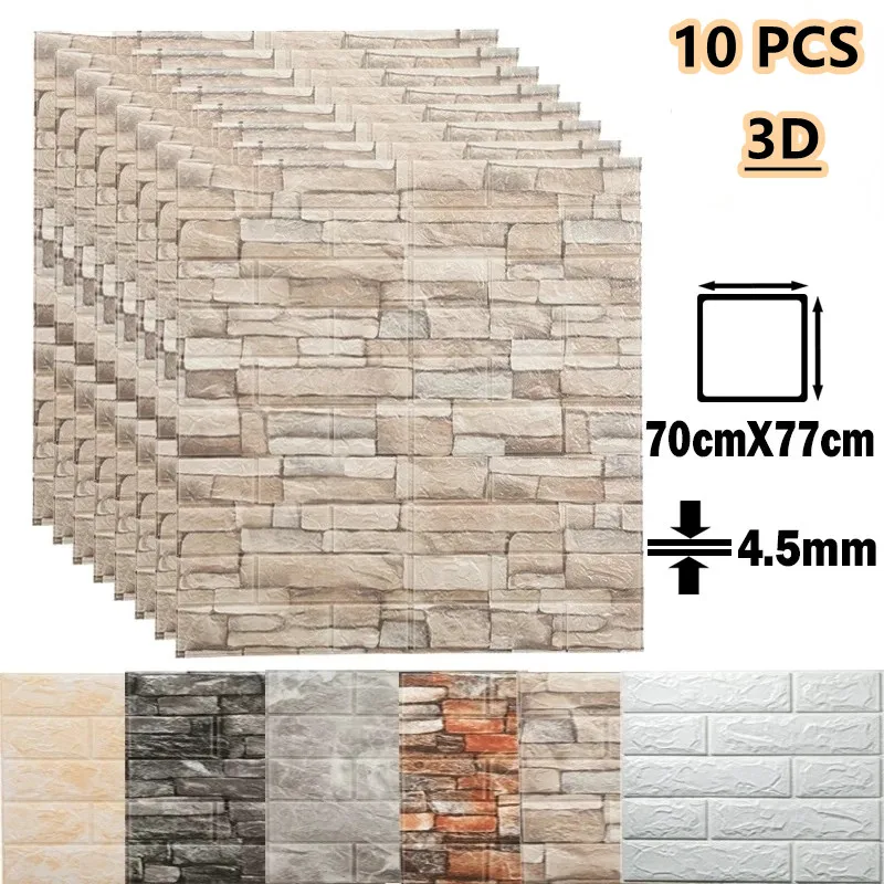 10Pcs 3D Wall Stickers Self Adhesive Panels Foam Home Luxury Decor DIY Wallpaper Living Room Bathroom Background Marble Sticker - купить по