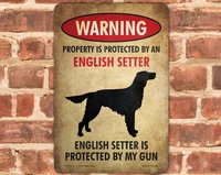 beware of dog english setter funny metal sign