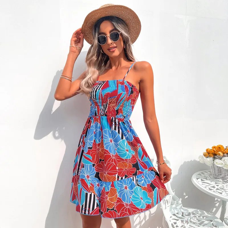 

Женская летняя юбка с запахом на лямках, модная короткая облегающая юбка на бретельках с принтом, женское Повседневное платье для отпуска, н...