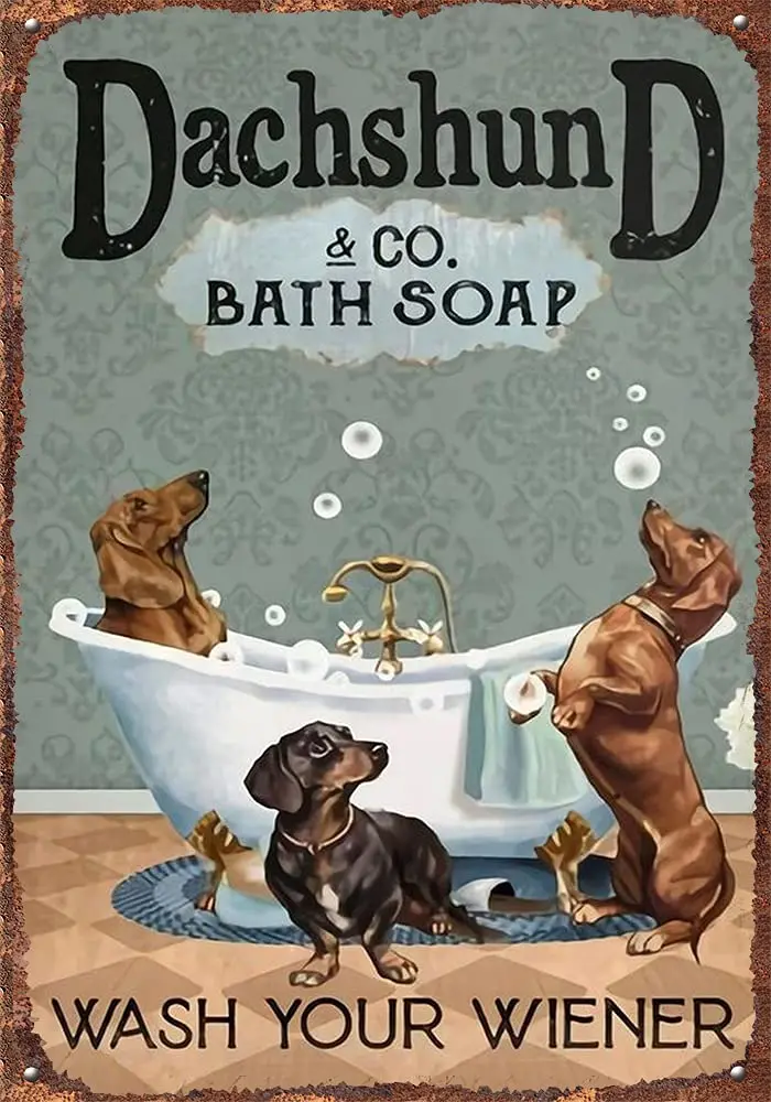 

Dog Co. Bath Soap,Wash Your Weiner,Funny Dog Poster Wall Decor Art Cafe Store Retro Signs Home Decoration Metal Tin Sign 8x12in