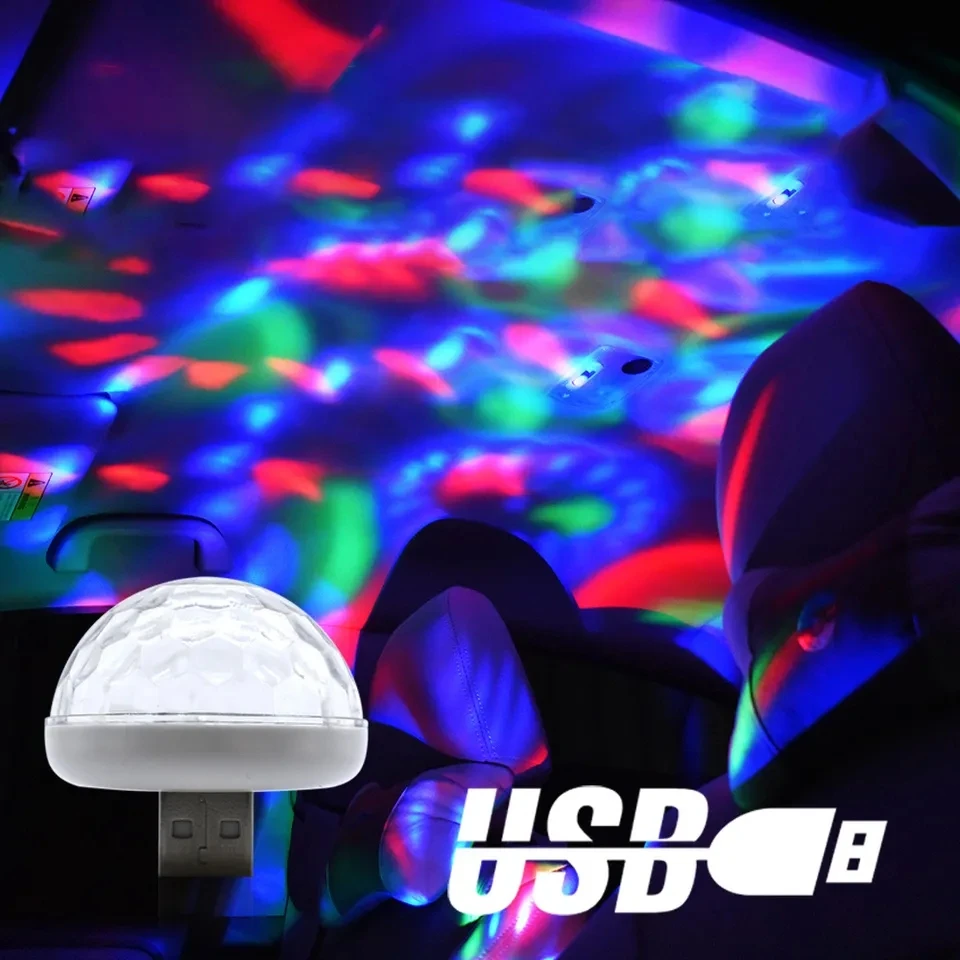 

Mini USB Colorful RGB Strobe Magic Ball Disco Light Usb Car Atmosphere Lamp Inner Ambient Star Light Led For Car Accessories