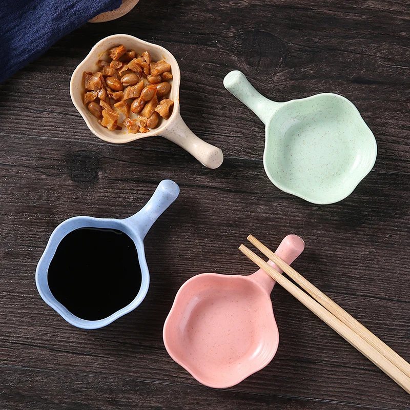 

Mini Cute Wheat Straw Bowl Vinegar Seasoning Solid Soybean Dish Sauce Salt Snack Small Plate Kitchen Supplies