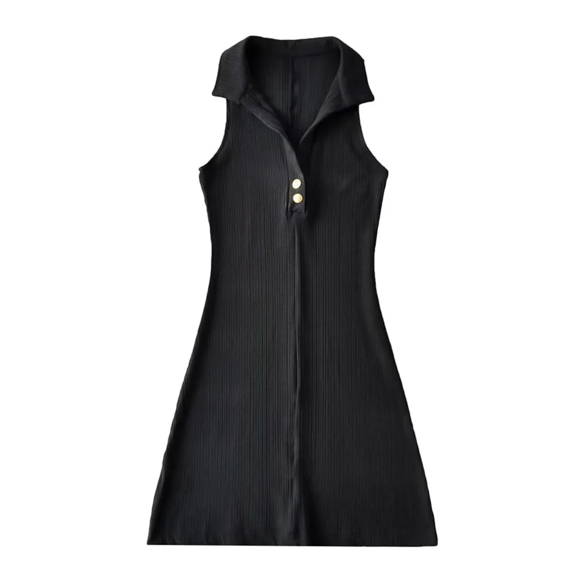 Платье Bazaleas с двумя пуговицами вверх и отложным воротником женские платья Мини