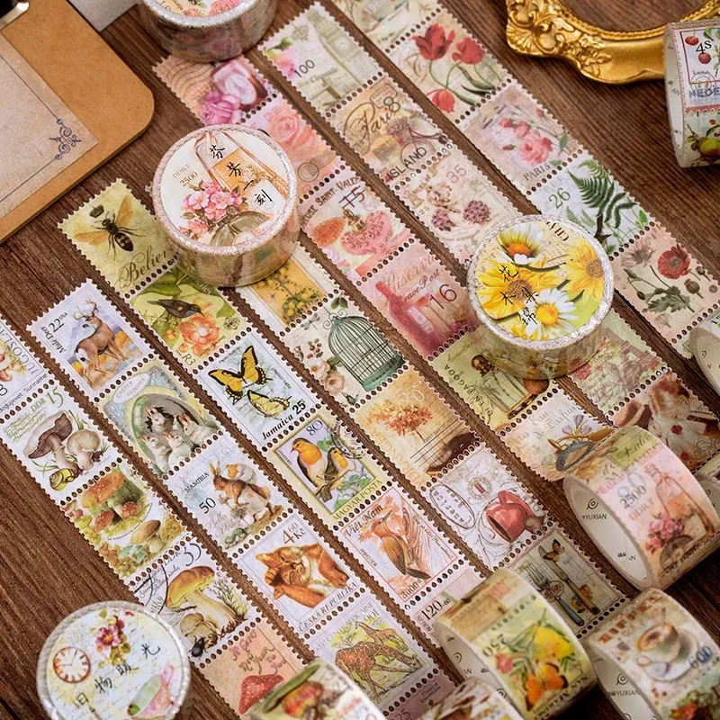 Ретро штамп васи лента серия Philatelic гриб насекомое DIY украшение ручной работы