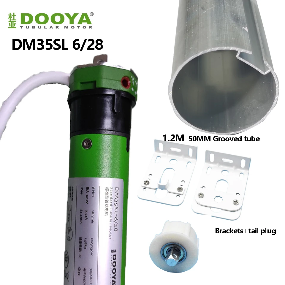 

Dooya DM35S 6/28 Silent Fast Rolling Tubular Motor for Roller Shade Blind,220/230V 50/60Hz,4 wires motor, 50mm Tube,brackets