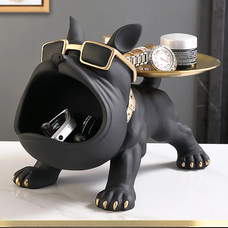 

Resin Holder Big Decor French Decor Home For Nordic Box Tray Butler Mouth Bulldog Key Storage Dog Statue Sculpture Figurine