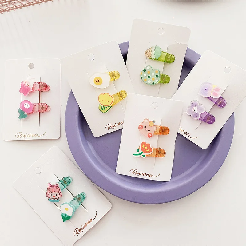 

Summer Korean Style Cute Acrylic Hairpins for Baby Girls Mini Kawaii Cartoon Floral Bunny Hair Pins Clips Barrettes Bangs Stuff