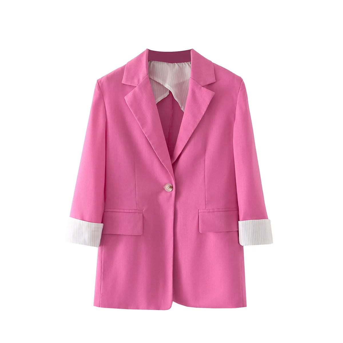 

2022 summer new one button color contrast small suit coat women's sunscreen coat