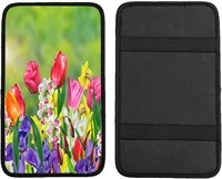auto center console armrest cover pad daffodils and tulips spring summer flowers universal fit car armrest cover cush