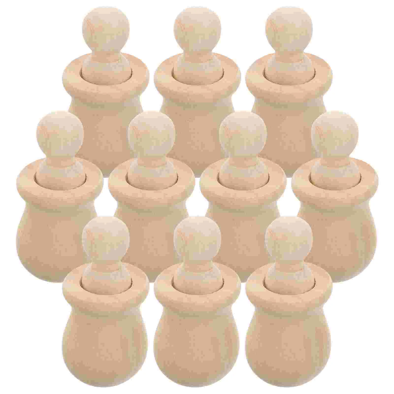 

10 Set Unfinished Wooden Peg Dolls DIY Blank Decor Kids Crafts Supplies Miniature Toys Manual Painted