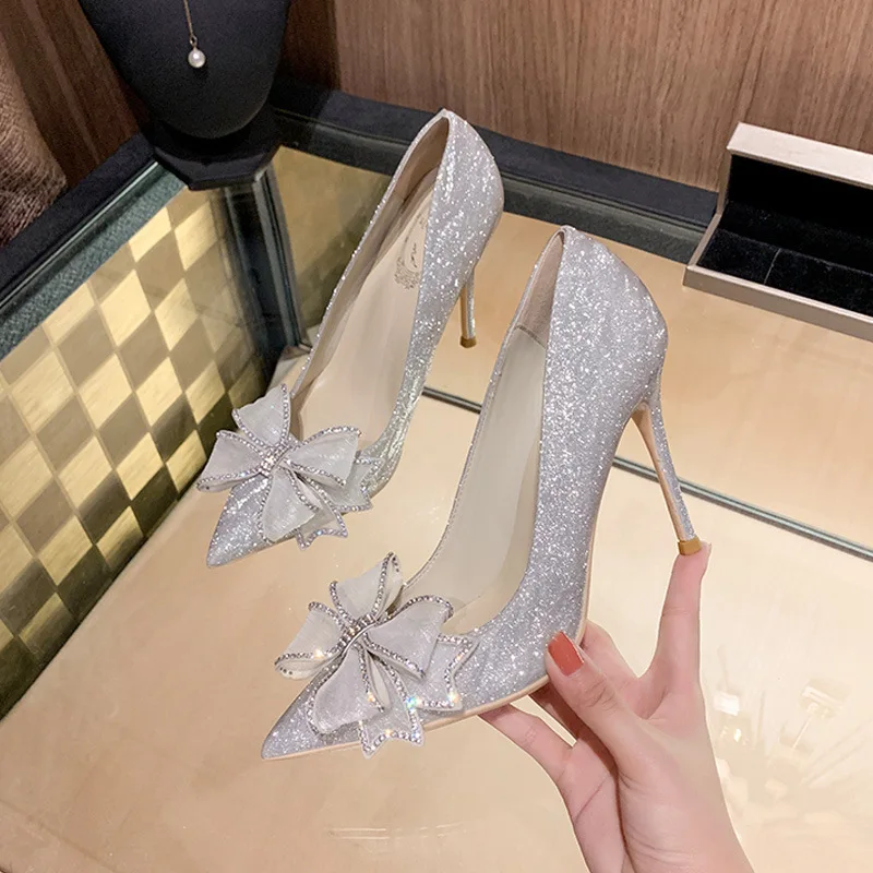 

2023 New Fashion Elegant Stiletto Heels Women's Pumps withLuxury Wedding Shoes for Women Bride Casual High Heels