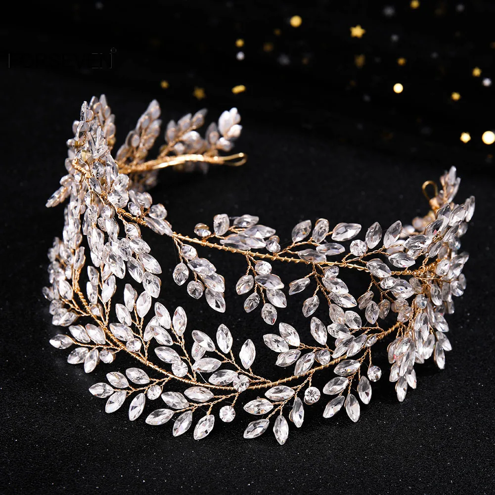 

Luxury Wide Headbands Bling Rhinestone Leaf Hairbands for Women Hair Accessories Bride Tiaras and Crowns Wedding Jewelry