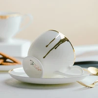 white luxury tea cups gold rim creative nordic style coffee cup saucers teapots ceramic mug wedding reusable tazas drinkware