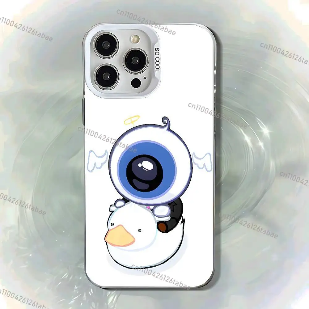 Фото Матовый противоударный чехол Cartoon Wemmbu Eggchan Tax Duo для iPhone 17, 16, 15, 14, 13, 12, 11, Mini, Pro, E, MAX, белый, матовый, цвета конфет. №2