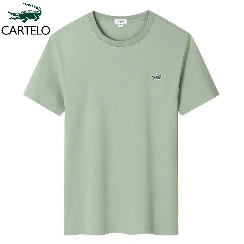 

Men's T-Shirts CARTELO Brand Clothing Summer New Short Sleeve Authentic Embroidered Cotton Round Neck Casual Bottoming Shirt
