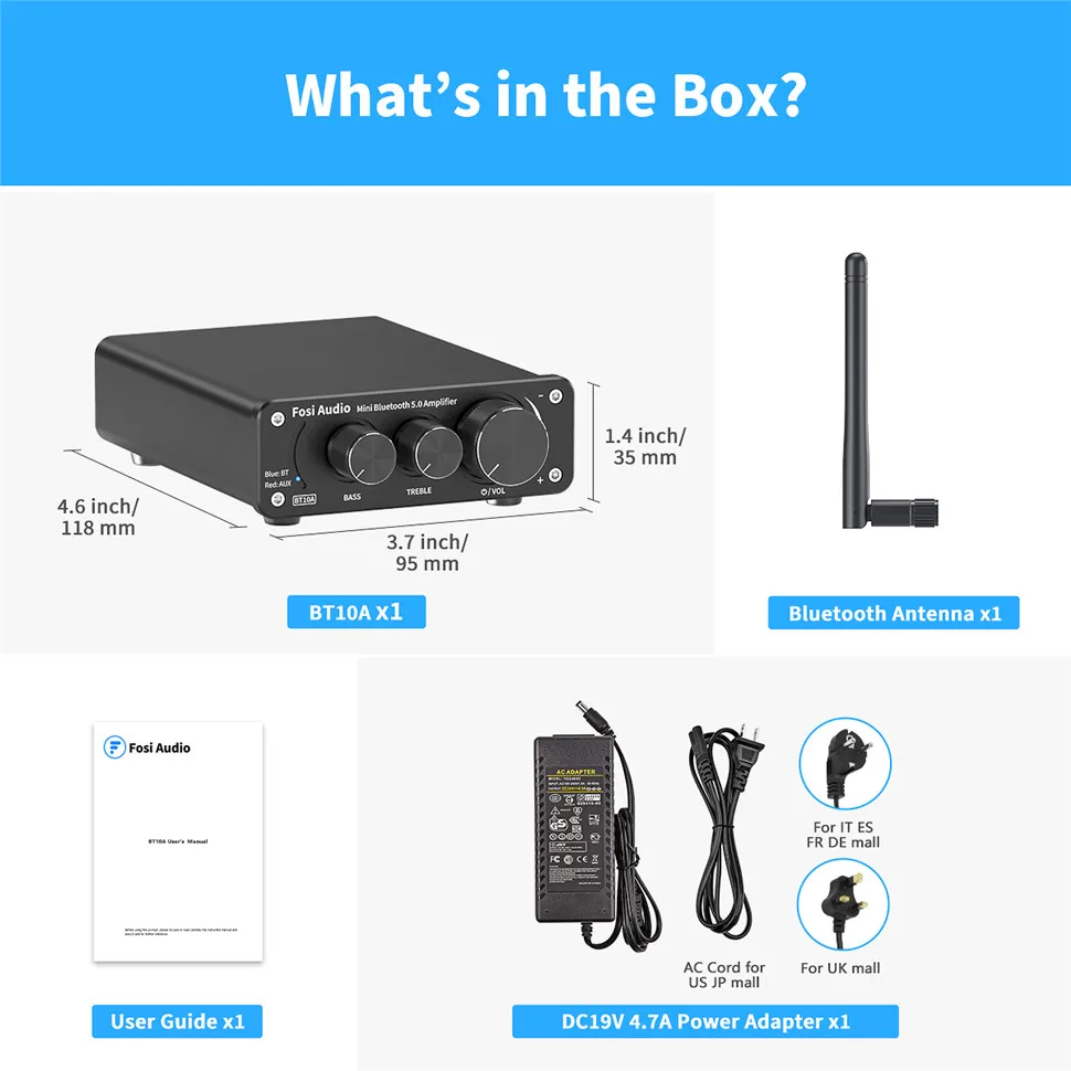Усилитель звука Bluetooth 2-канальный стерео звуковой мощности TPA3116D2 Mini HiFi Цифровой