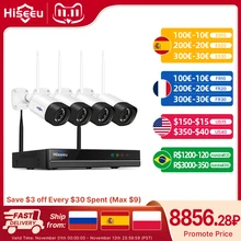 Hiseeu 8CH 3MP Wireless Surveillance Camera Two-way audio CCTV Kit for 1536P 1080P 2MP WiFi Outdoor Security Cameras System Set